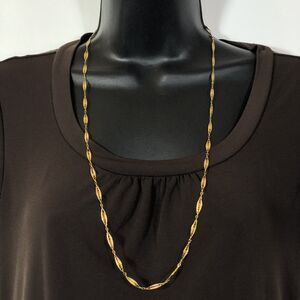 Crown Trifari Gold Tone Necklace Spun Oval Filigree 30" Delicate Vintage Retro